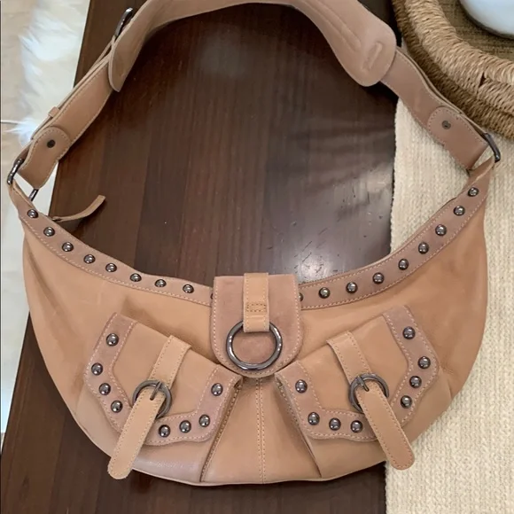 Free People Tan Studded Leather Shoulder Bag - Picture 10 of 17